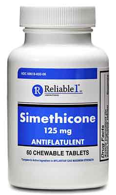 Simethicone anti-bloat pills/tablets